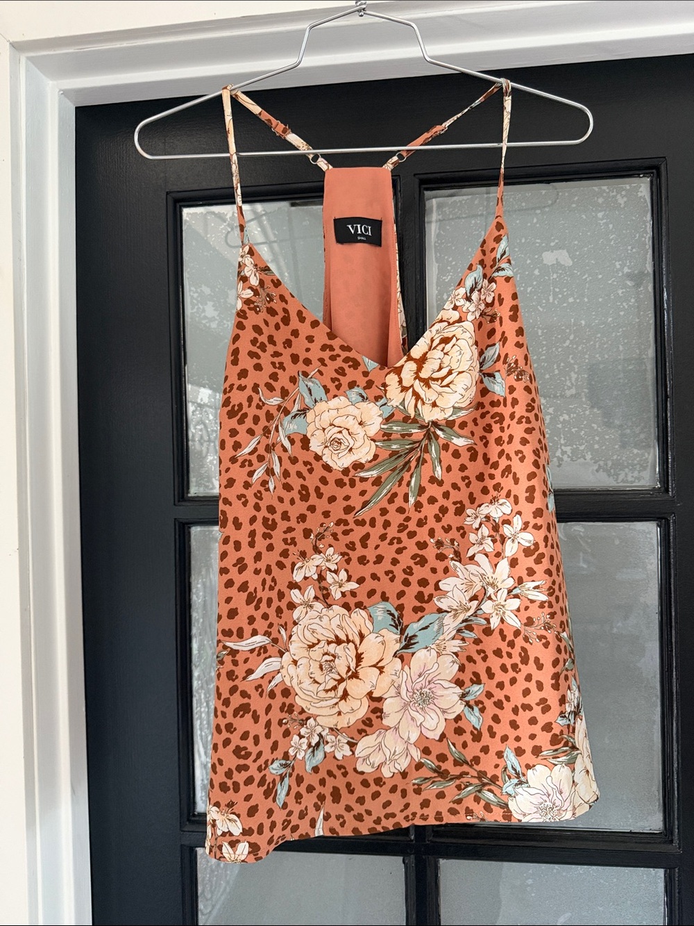 Vici Floral Adjustable Strap T-back Flowy Shirt SIZE SM